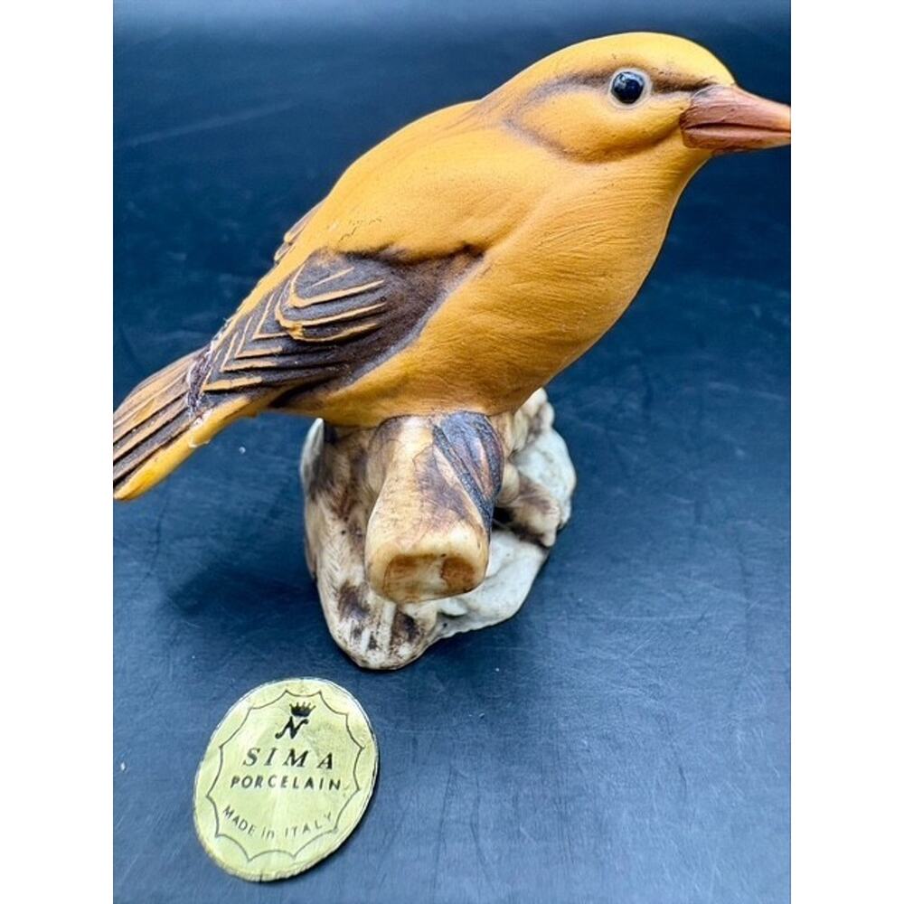 Vintage Yellow Warbler Bird Sima Porcelain Made In Italy